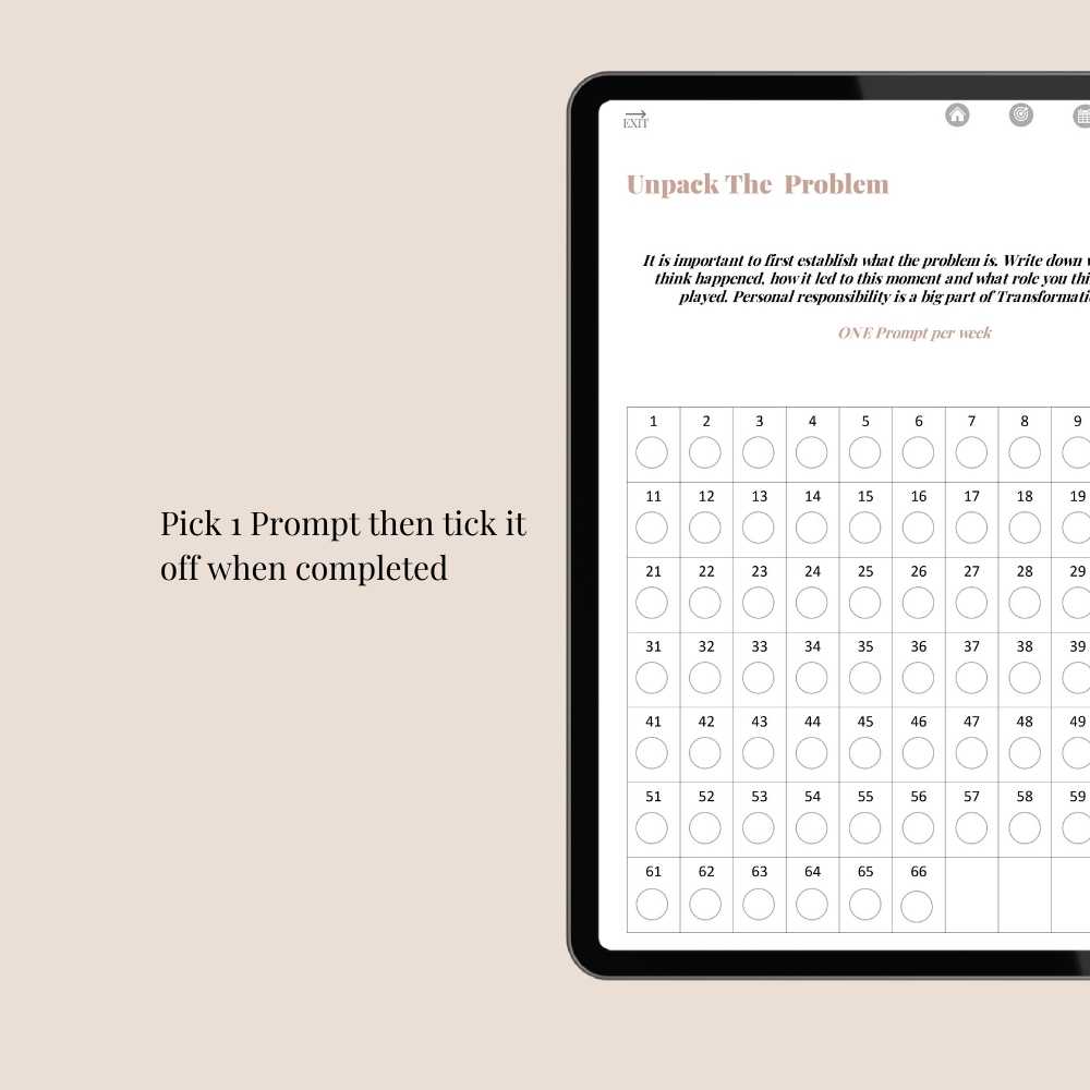 This Digital Journal will help you write your daily emotions, unpack your thoughts, discover yourself, it will help you with self reflection journaling and help you track your habits. It is a prompted journal filled with habit trackers, journal pages, free stickers and great journal prompts for self transformation.