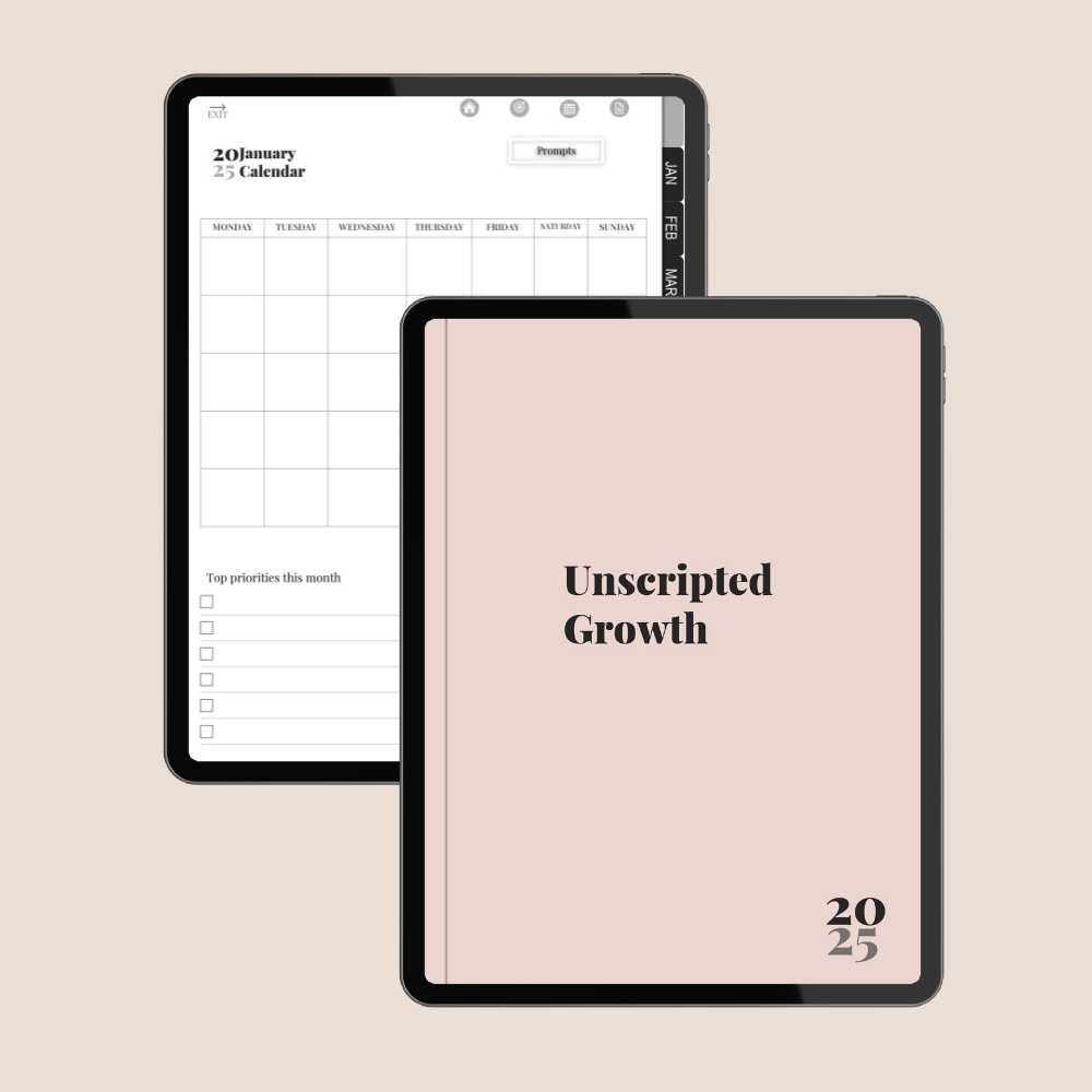 This Minimalistic Digital Journal will help you write your daily emotions, unpack your thoughts, discover yourself, it will help you with self reflection journaling and help you track your habits. It is a prompted journal filled with habit trackers, journal pages, free stickers and great journal prompts for self transformation.